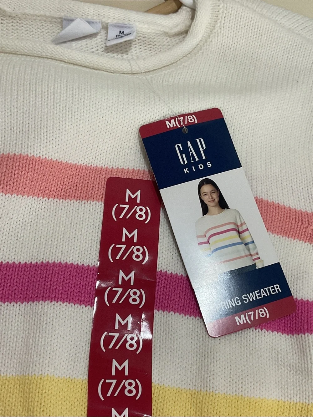 GAP Cream Sweater with Pink, Magenta, Yellow, Blue & Mint Stripes
